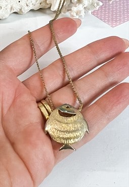 1960's Gold Tone Fish Necklace