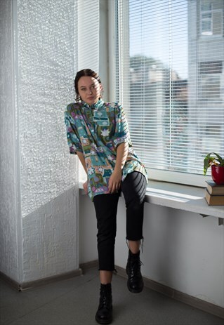 VINTAGE 80'S ABSTRACT PRINT MULTICOLOUR SHIRT
