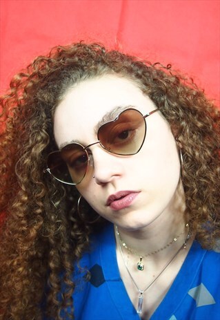 BROWN OMBRE LENS HEART SUNGLASSES