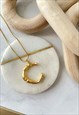 Gold Letter Initial 'C' Bamboo pendant Charm Necklace