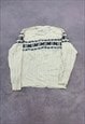 VINTAGE KNITTED JUMPER ABSTRACT PATTERNED KNIT SWEATER