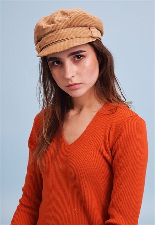 VINTAGE 70'S RETRO CORDUROY NEUTRAL IVY CAP