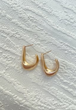Gold Organic Shaped Everyday Hoop Circle Delicate Earrings