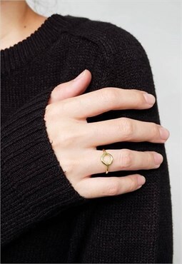 Small Open Circle Ring Women Vermeil Gold Ring