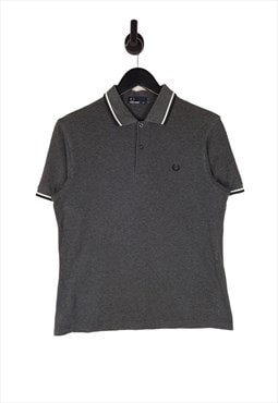 Fred Perry Polo Shirt Size Medium In Grey Men's Twin Tipped