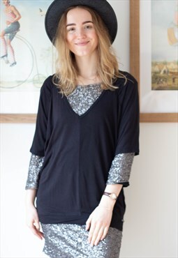 Black short sleeve batwing top