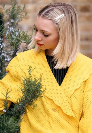 YELLOW 90'S POLKA DOT BLOUSE