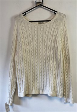 Cream White L.L.Bean Cable Knit Sweater Women's XL