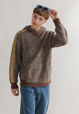 Vintage Y2k Ripley Skater Hooded Steeve Stripe Brown Jumper