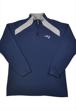 Vintage NFL New England Patriots 1/4 Zip Sweater Navy Medium