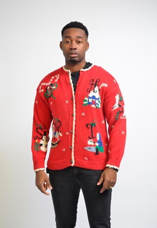 VINTAGE UGLY WINTER CHRISTMAS KNIT CARDIGAN