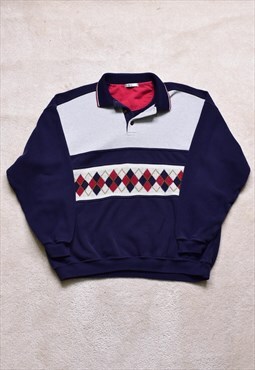 Vintage 90s St Michael Navy Collared Sweater