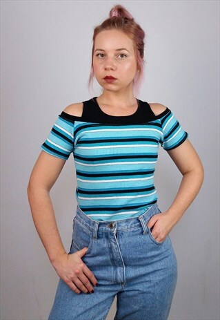 VINTAGE 90'S RIBBED SOFT KNIT TOP / T-SHIRT