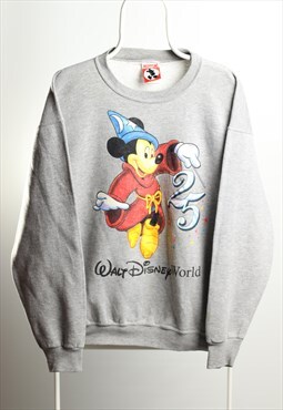 Vintage Disney Crewneck Mickey Print Sweatshirt Grey