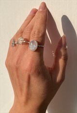 Moonstone Gemstone Sterling Silver Statement Boho Ring