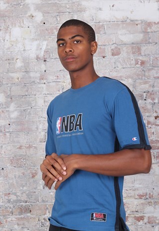 VINTAGE CHAMPION TAPE LOGO T-SHIRT NBA BLUE