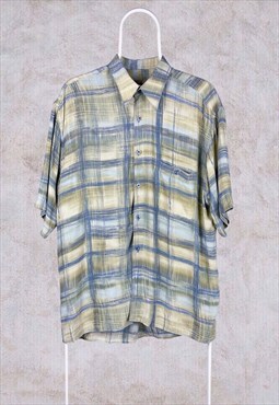 Vintage Gabicci Check Patterned Shirt Short Sleeve Large