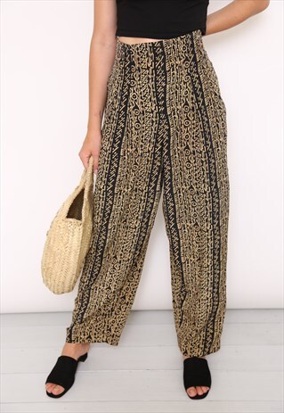 VINTAGE 90S SILK BOHO FESTIVAL LOOSE PRINT TROUSERS