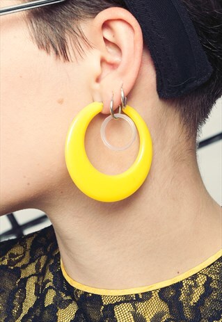90S VINTAGE PLASTIC LOOP EARRINGS