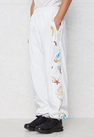 VINTAGE RETRO WHITE TRACK BOTTOMS JOGGERS