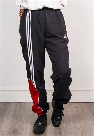 90'S VINTAGE ADIDAS BLACK TRACKSUIT BOTTOMS TROUSERS