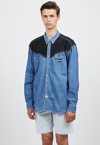 VINTAGE BLUE PONTO MALTESE LONG SLEEVE DENIM SHIRT