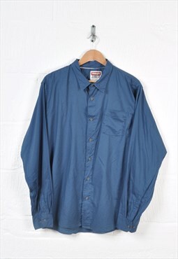 Vintage Wrangler Shirt Long Sleeve Blue XL
