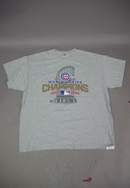 Vintage Majestic Chicago Cubs Graphic T-Shirt in Grey