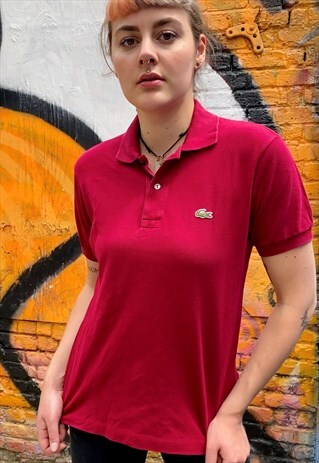 VINTAGE 90S LACOSTE POLO SHIRT IN CHERRY RED