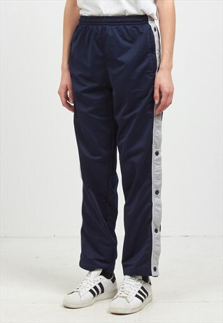VINTAGE RETRO NAVY SHAMP TRACK BOTTOMS JOGGERS