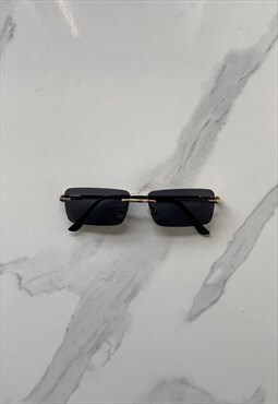 BOO DESIGNED Y2K Inspired Rimless Black Sunglasses