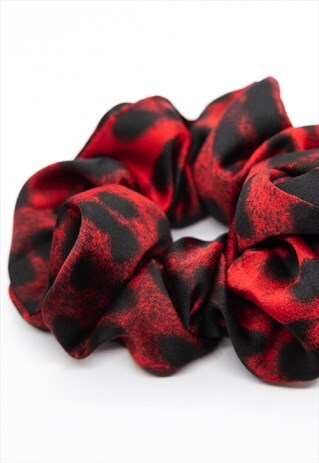 LEOPARD RED BLACK PRINT SCRUNCHIE PONY HAIR ACCESSORIES
