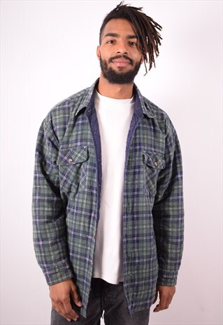 MENS VINTAGE LUMBERJACKET SHIRT XL GREEN 90S