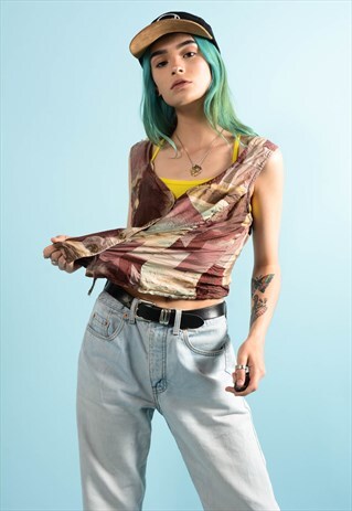 VINTAGE SILK ABSTRACT VEST