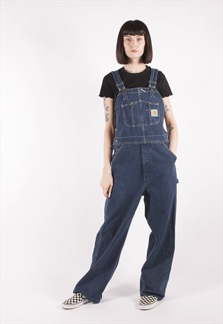 VINTAGE CARHARTT BLUE RELAXED WORKER DENIM DUNGAREES /NN2257