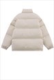 GLOVE POCKETS BOMBER JACKET GRUNGE RETRO PUFFER IN OFF WHITE
