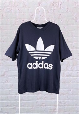 Vintage Adidas Originals T-Shirt Spell Out Logo Black XL