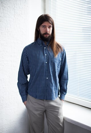 VINTAGE 80'S BLUE CHECKED SHIRT