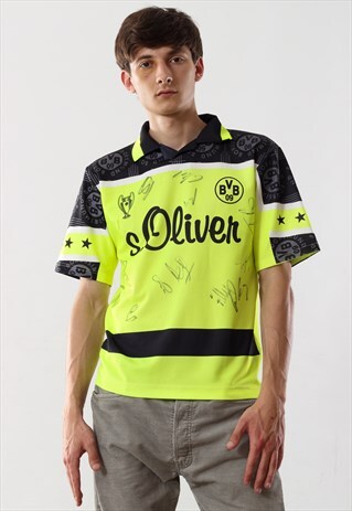VINTAGE BORRUSIA DORTMUND SHIRT 90S YELLOW AUTOGRAPHED