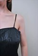 80S BLACK TANK TOP, VINTAGE ABSTRACT EVENING TOP
