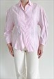 VINTAGE 80S PUFFER SLEEVE PASTEL PINK BUTTON UP BLOUSE M