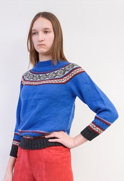 Vintage Women's XS S Sweater Wool Icelandic Jumper Fair Isle