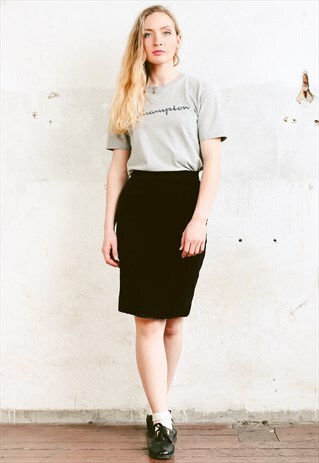 VINTAGE 90S BLACK VELVET PENCIL SKIRT