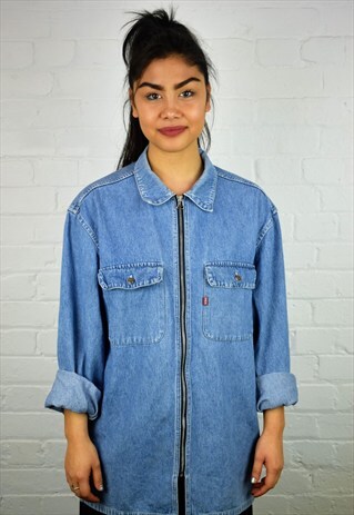 VINTAGE 90'S ZIP UP DENIM SHIRT