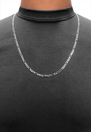3MM 24" 925 STERLING SILVER SLIM FIGARO NECKLACE CHAIN