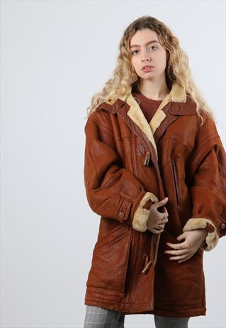 VINTAGE FAUX FUR XL BROWN JACKET