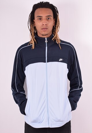 NIKE MENS VINTAGE TRACKSUIT TOP JACKET XL BLUE 90S