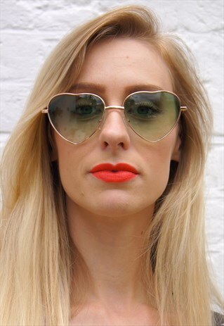 GREEN HEART SHAPE SUNGLASSES