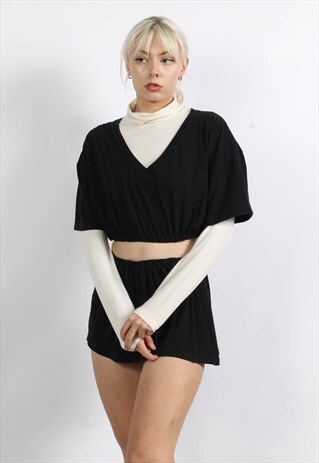 VINTAGE RALPH LAUREN REWORK SET CROP TOP AND SKIRT BLACK