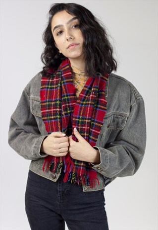 VINTAGE RED TARTAN SCARF
